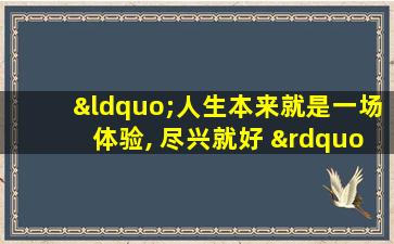 “人生本来就是一场体验, 尽兴就好 ”